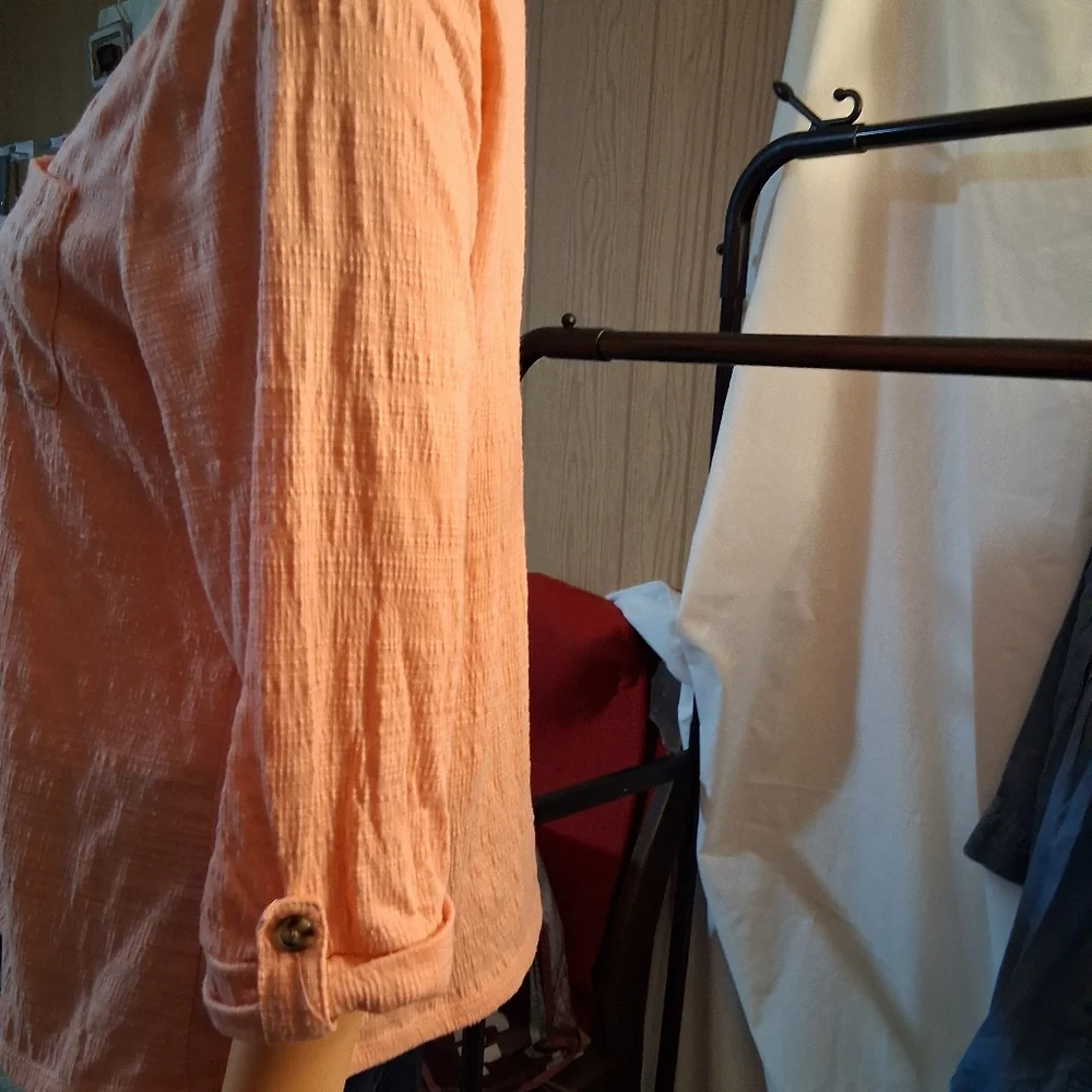 BOGO-Carolyn Taylor Peach Button Down Shirt - Picture 3 of 5